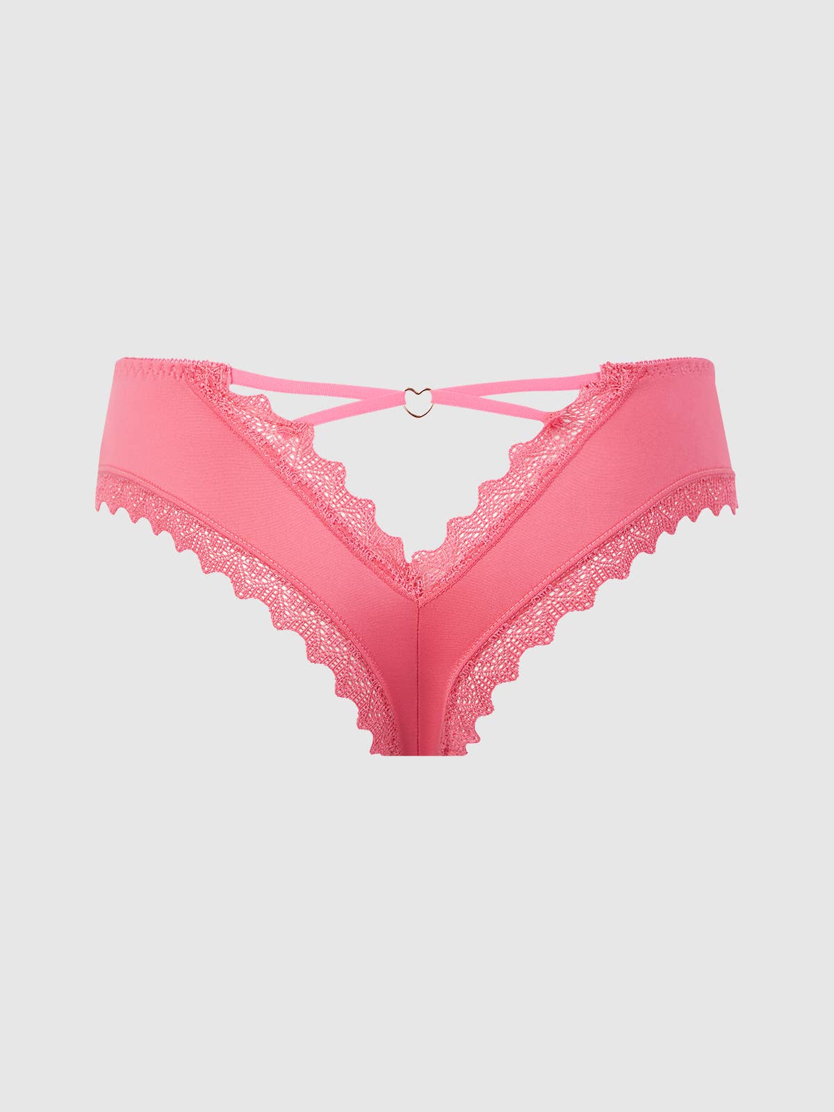 VERA Microfiber and Lace Cheeky Panty with Heart Charm, French Rose