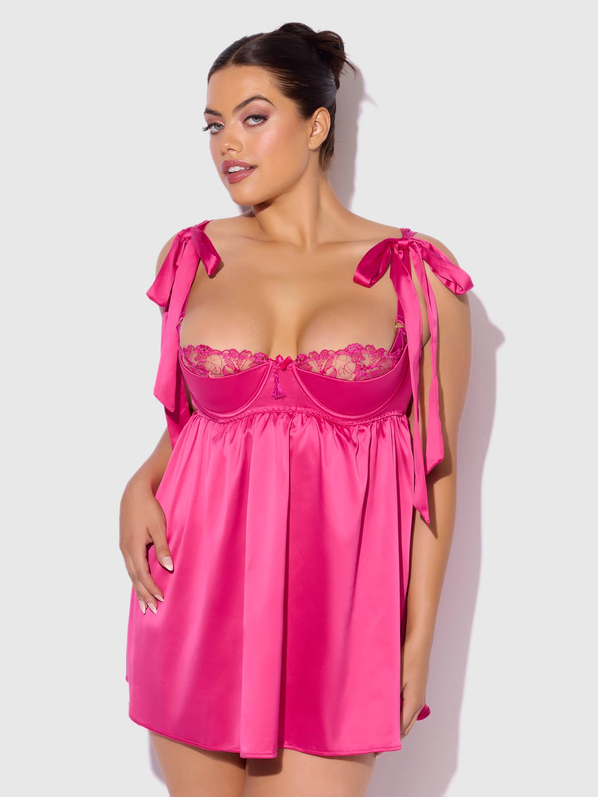 Satin Open Cup Babydoll & G-String Set