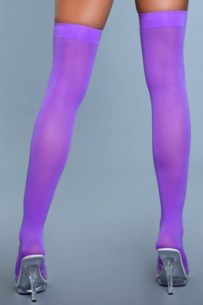 Opaque Nylon Thigh Highs, Purple
