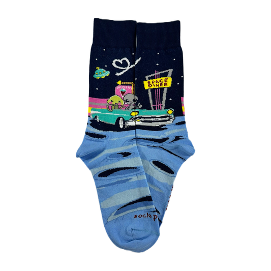 Alien Dinner Date Socks from the Sock Panda (Adult Medium - Women's Shoe Sizes 5-10)