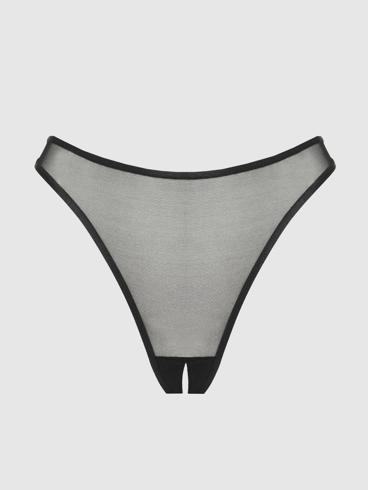 CHANTAL Mesh Crotchless Thong Panty, Black