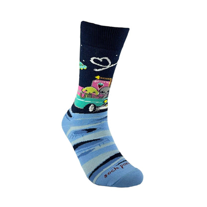 Alien Dinner Date Socks from the Sock Panda (Adult Medium - Women's Shoe Sizes 5-10)