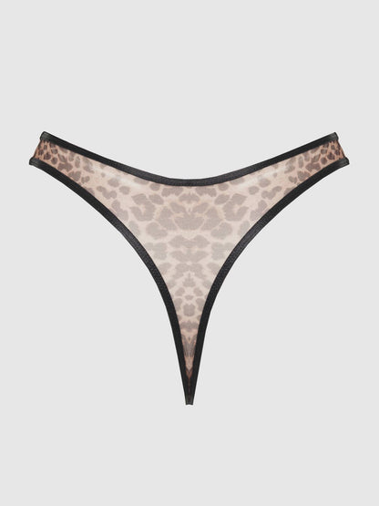 CHANTAL Mesh Crotchless Thong, Leopard