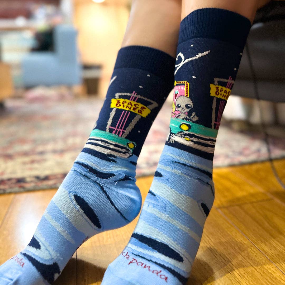 Alien Dinner Date Socks from the Sock Panda (Adult Medium - Women's Shoe Sizes 5-10)