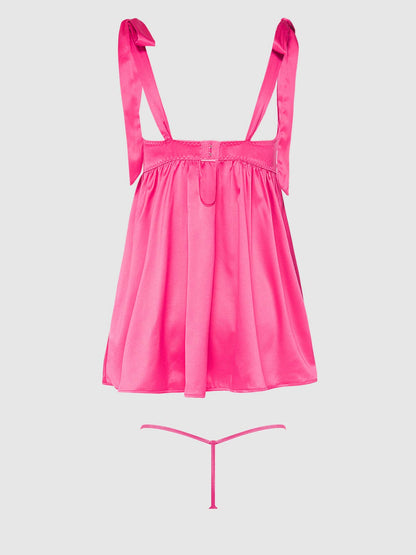 Satin Open Cup Babydoll & G-String Set