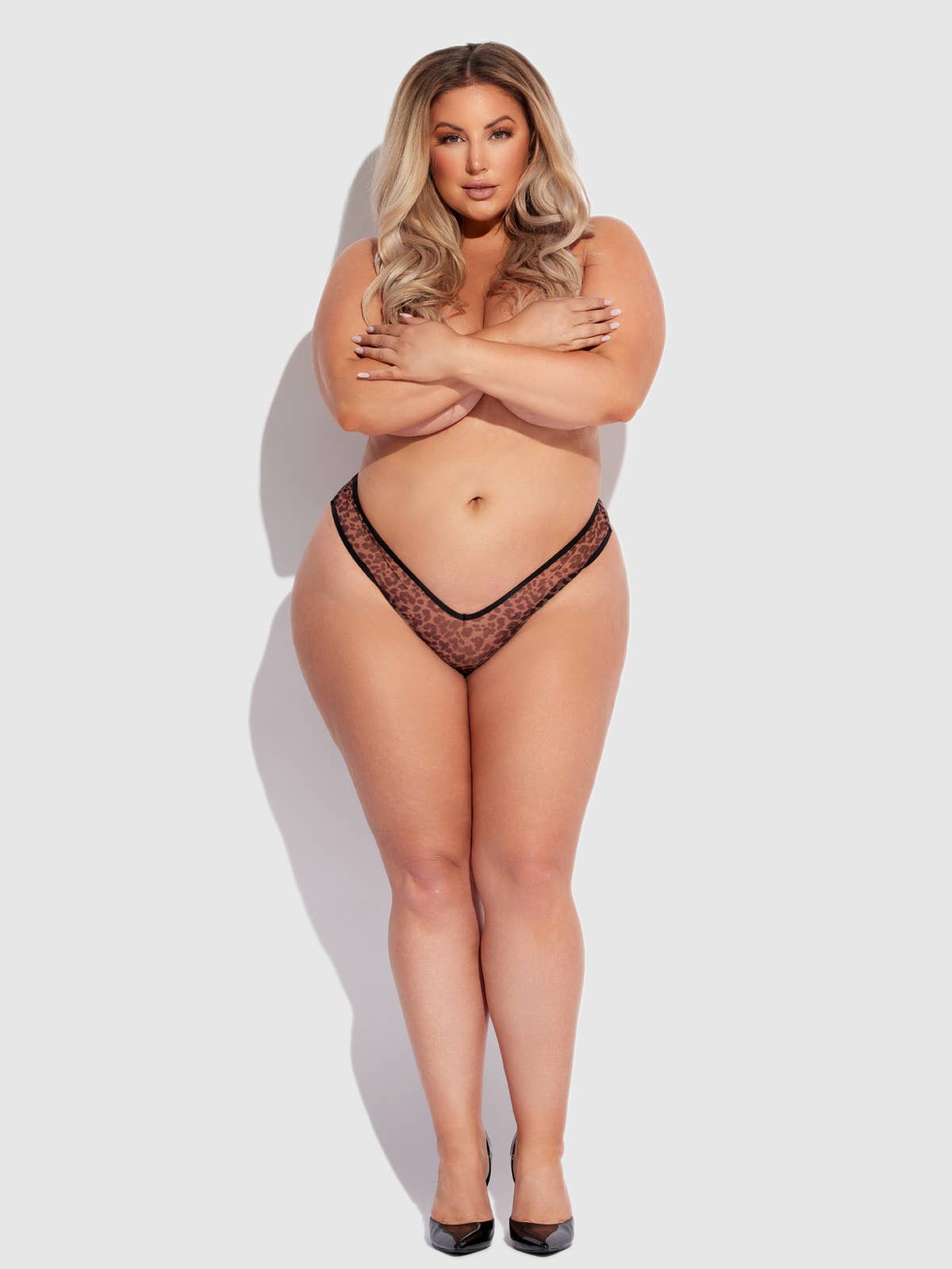 CHANTAL Mesh Crotchless Thong, Leopard