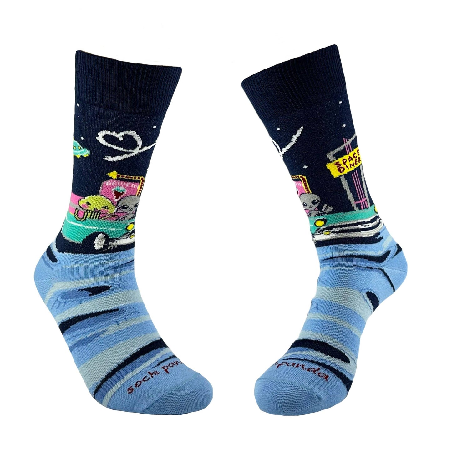 Alien Dinner Date Socks from the Sock Panda (Adult Medium - Women's Shoe Sizes 5-10)