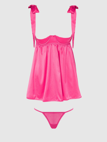 Satin Open Cup Babydoll & G-String Set