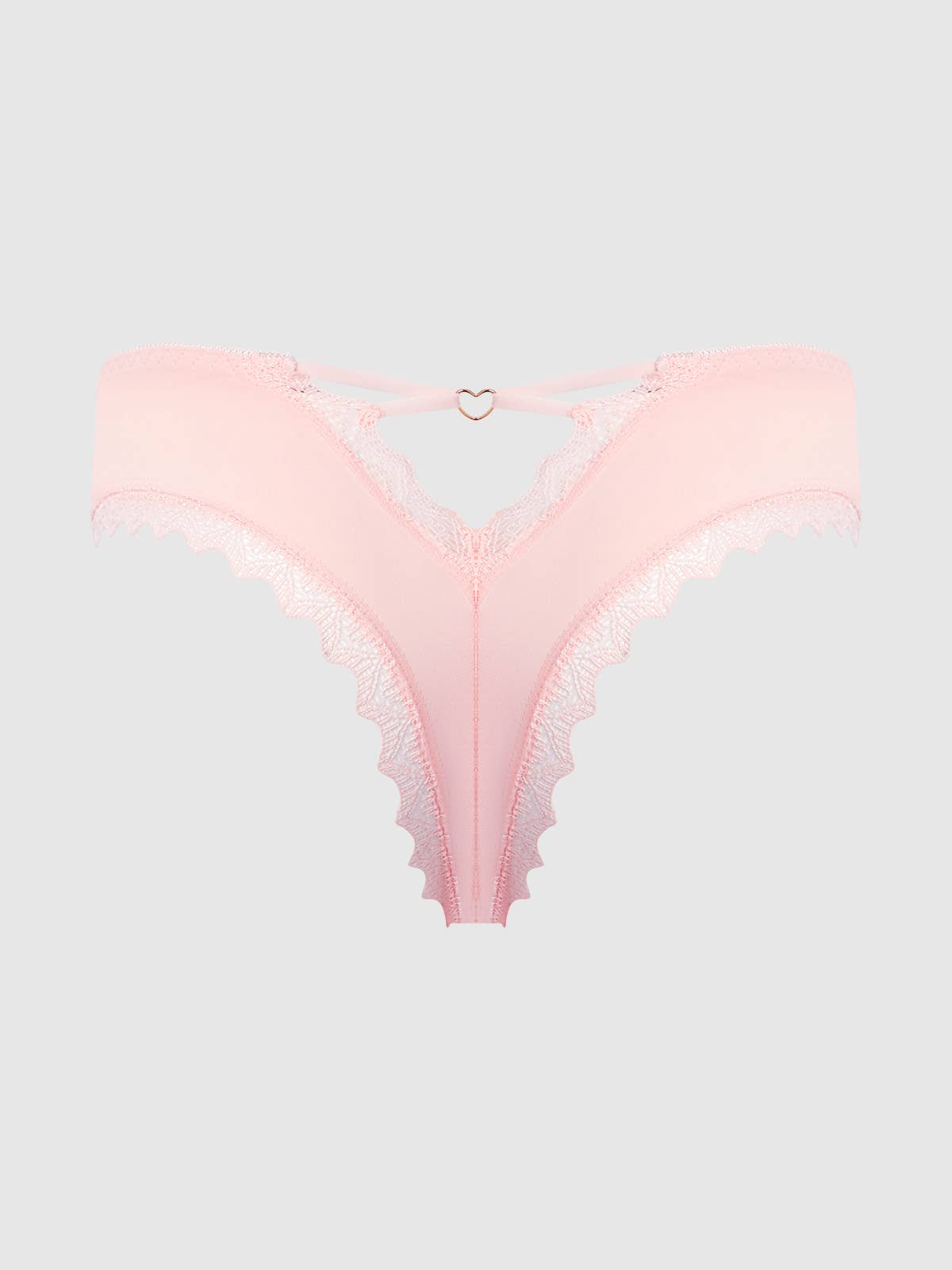 VERA Microfiber and Lace Cheeky Panty with Heart Charm, Pearl Blush