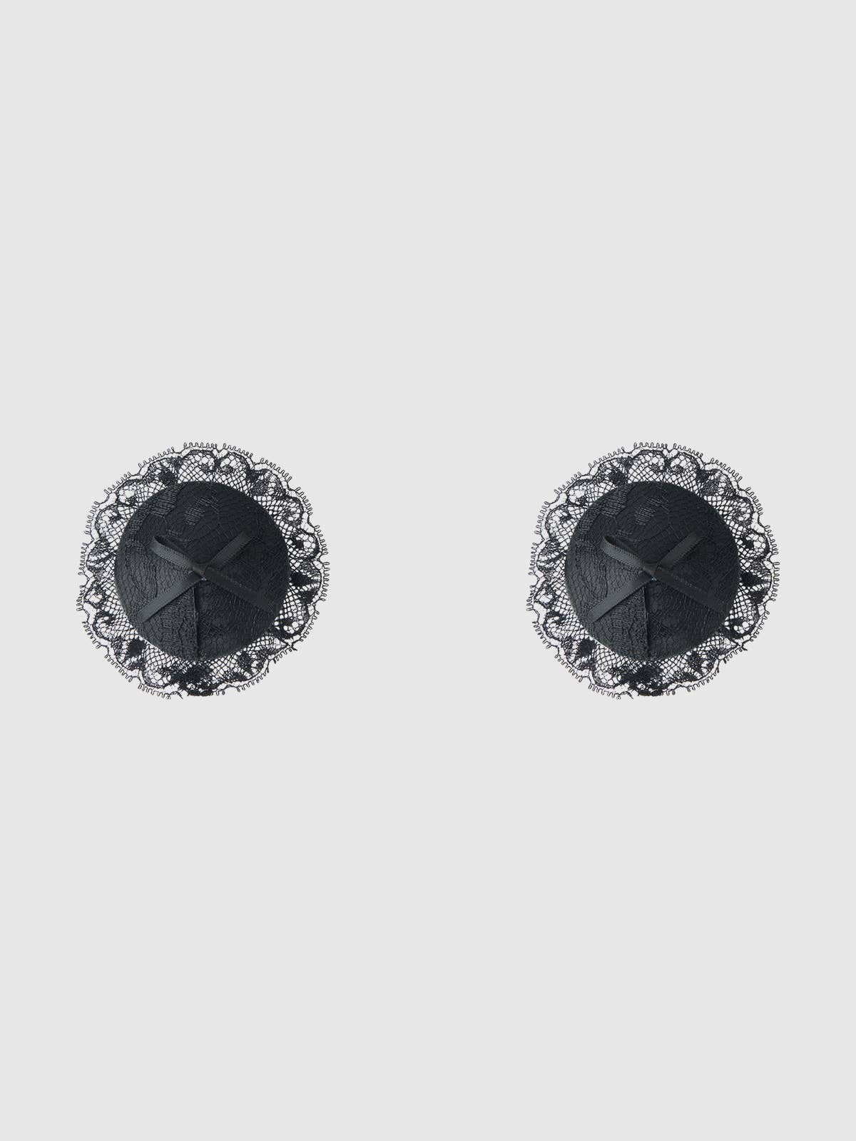 LACE & SATIN BOW PASTIES: Black / O/S