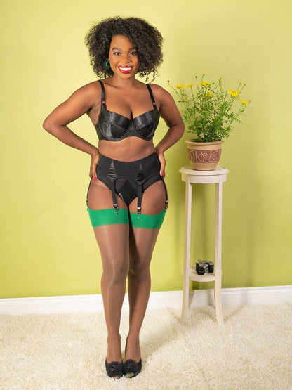 What Katie Did: Contrast Seamed Stockings, Green/Cinnamon (H2086)