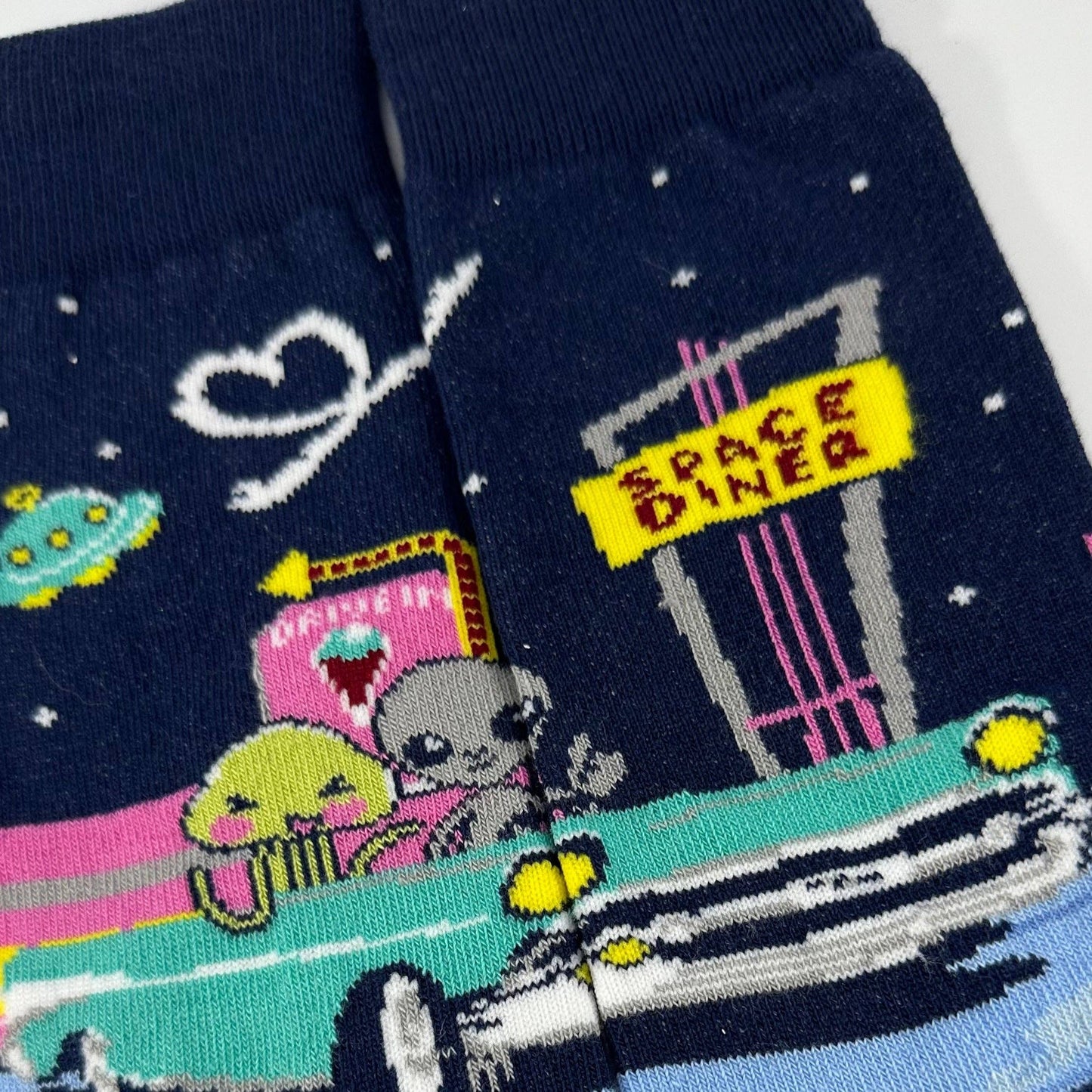 Alien Dinner Date Socks from the Sock Panda (Adult Medium - Women's Shoe Sizes 5-10)