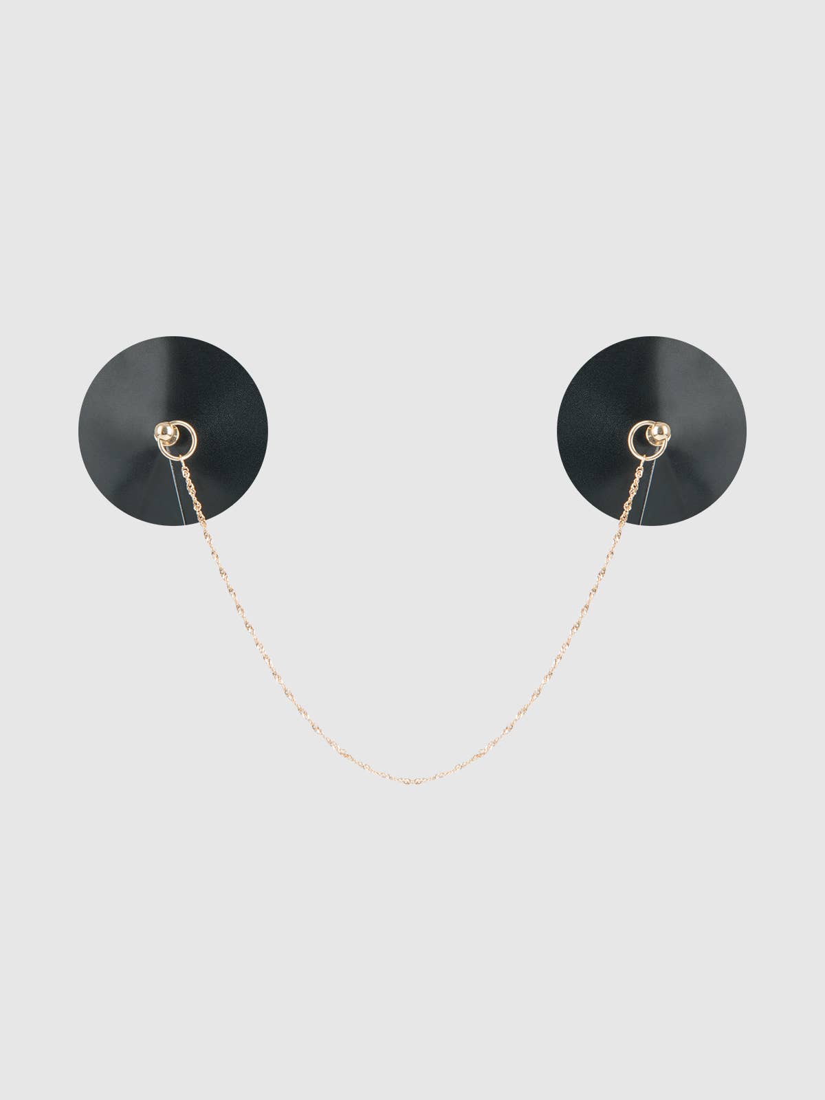 FAUX LEATHER & CHAIN DRAPE PASTIES: BLACK & GOLD / O/S