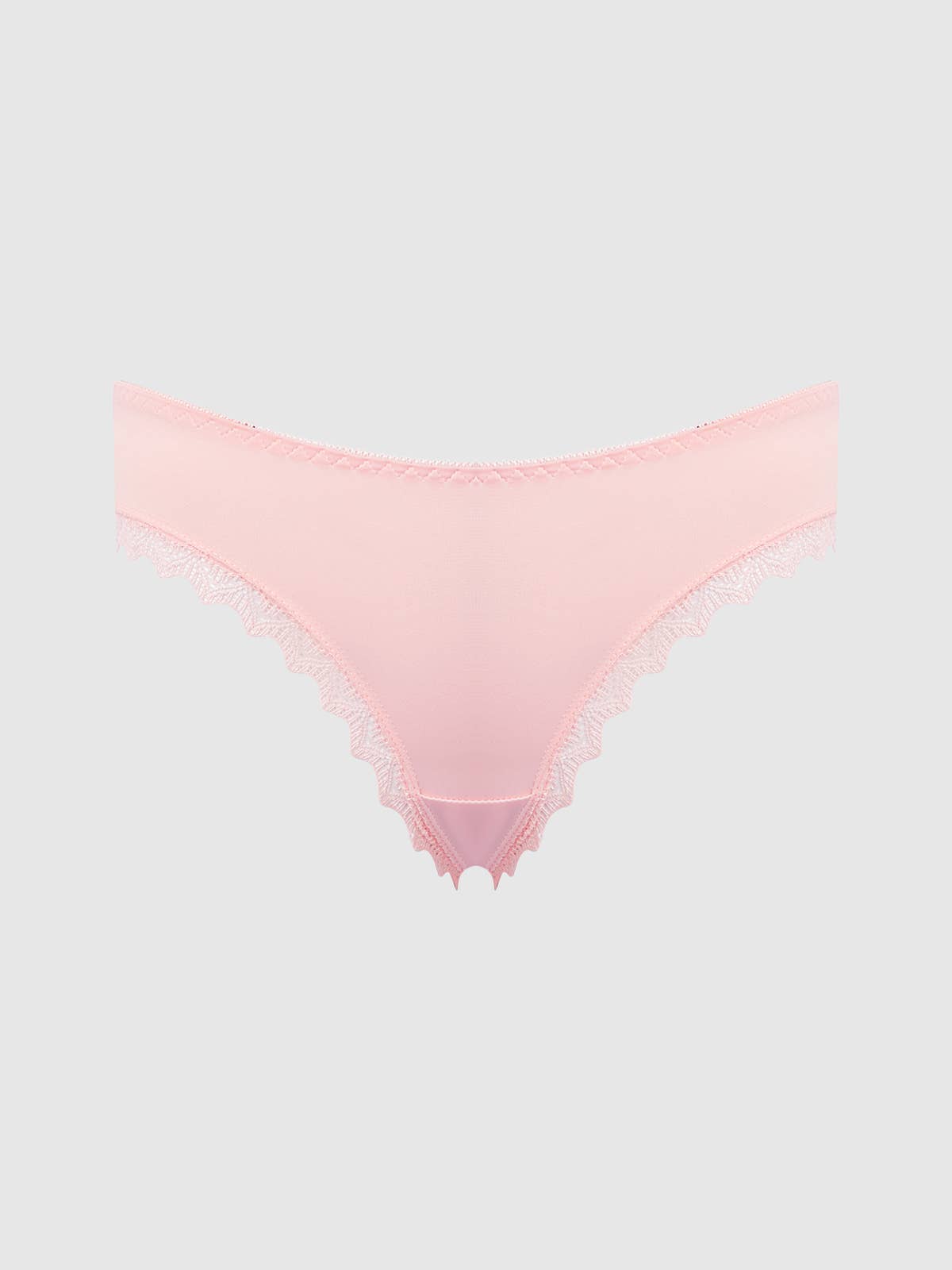 VERA Microfiber and Lace Cheeky Panty with Heart Charm, Pearl Blush