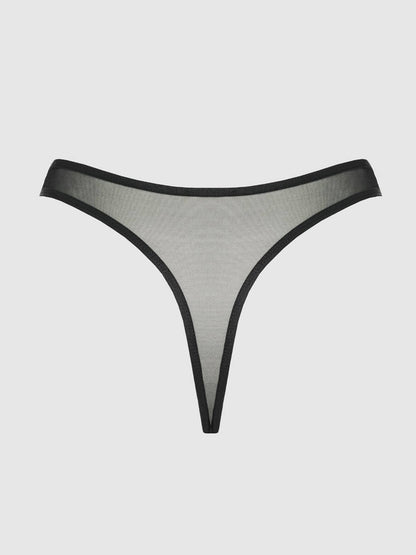 CHANTAL Mesh Crotchless Thong Panty, Black