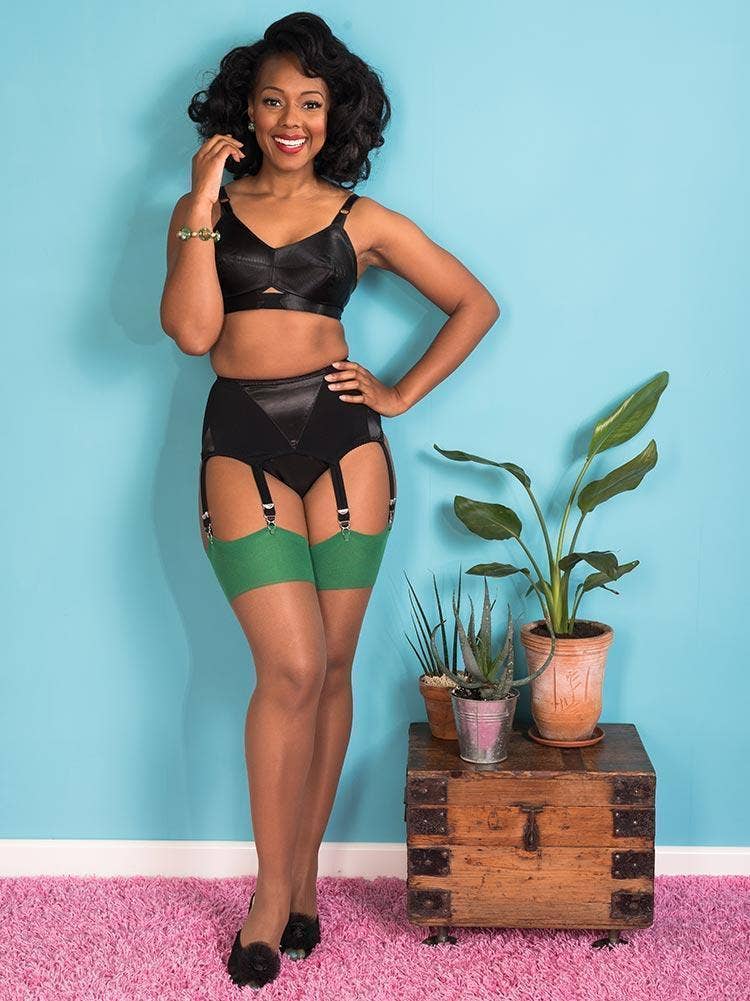 What Katie Did: Contrast Seamed Stockings, Green/Nutmeg (H2055)